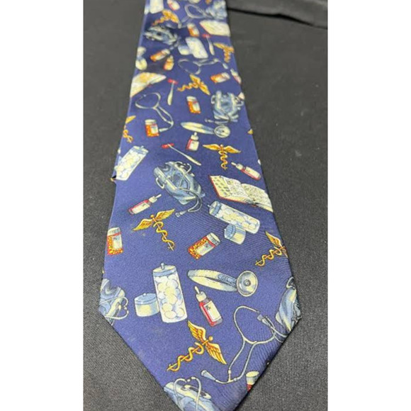 Avery Medical Fashions 100% Silk Necktie Navy Blue Doctor's Tie Medical Supplies - Picture 1 of 5